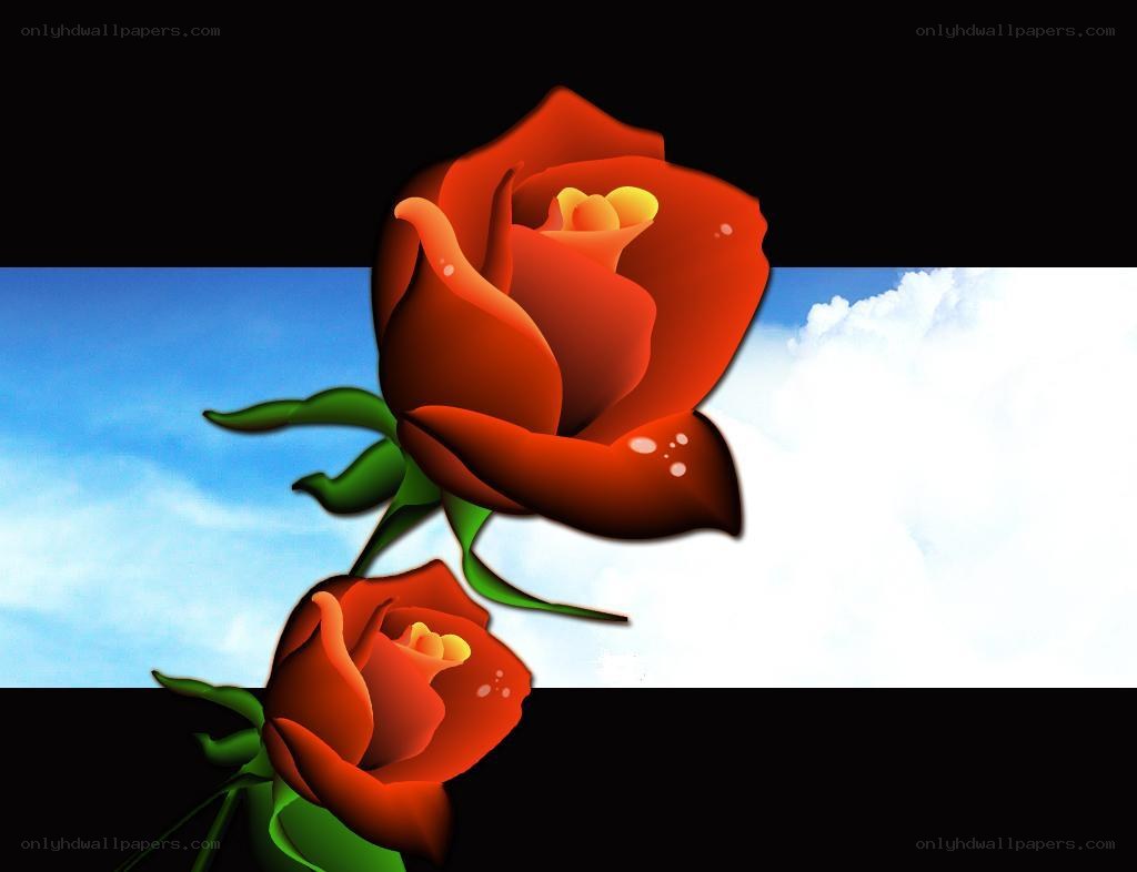 Two red roses against sky