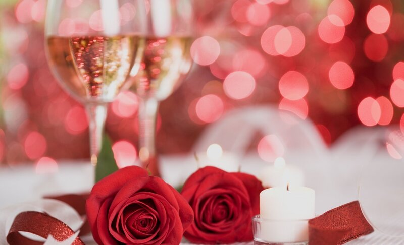 Two Red Roses and Wine — Romantic