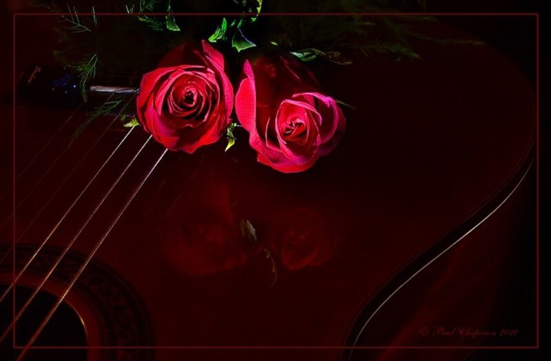 Two Red Roses on Guitar