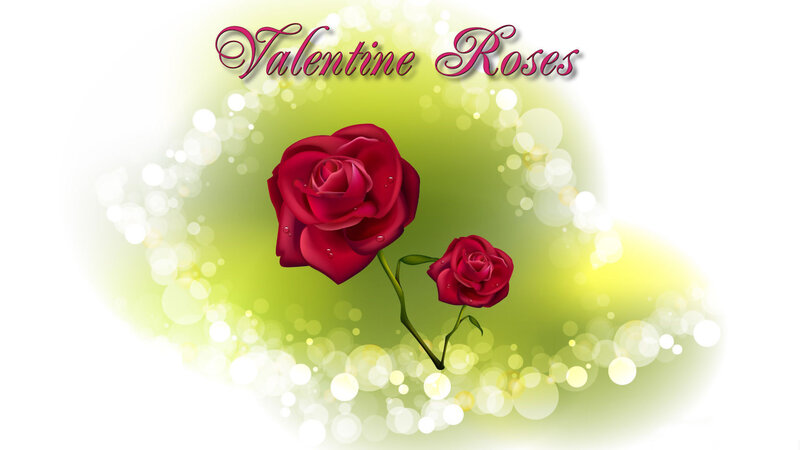 Two Red Roses — Romantic, Digital Art, Rose