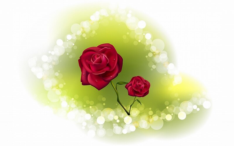 Two Red Roses — Serene, Digital Art
