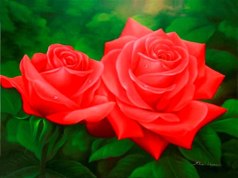 Two Red Roses — Serene, Painting
