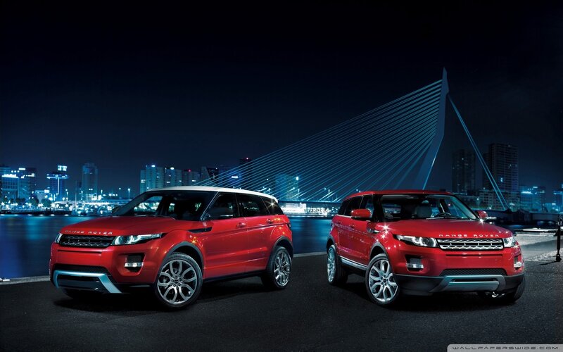 Two Red SUVs — Dramatic, Night, Photograph