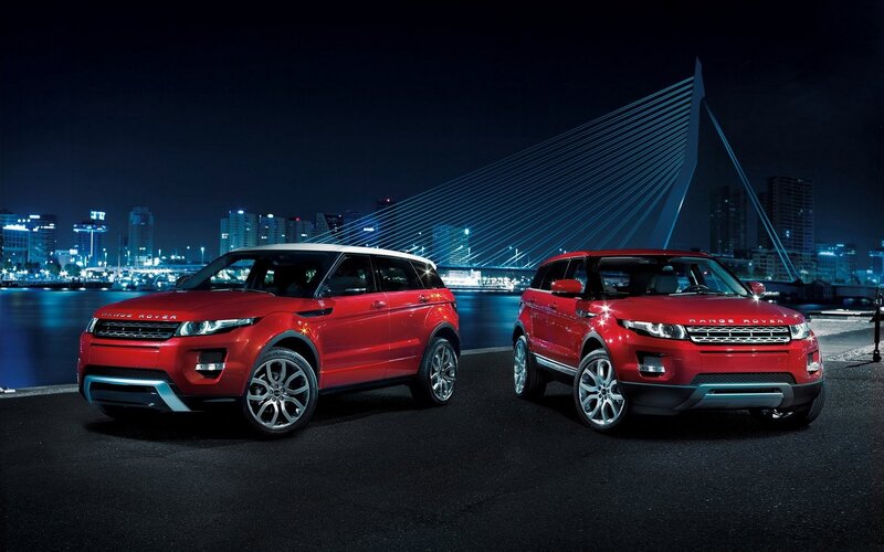 Two Red SUVs — Dramatic, Night