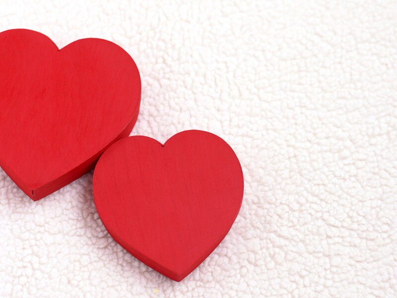 Two Red Wooden Hearts