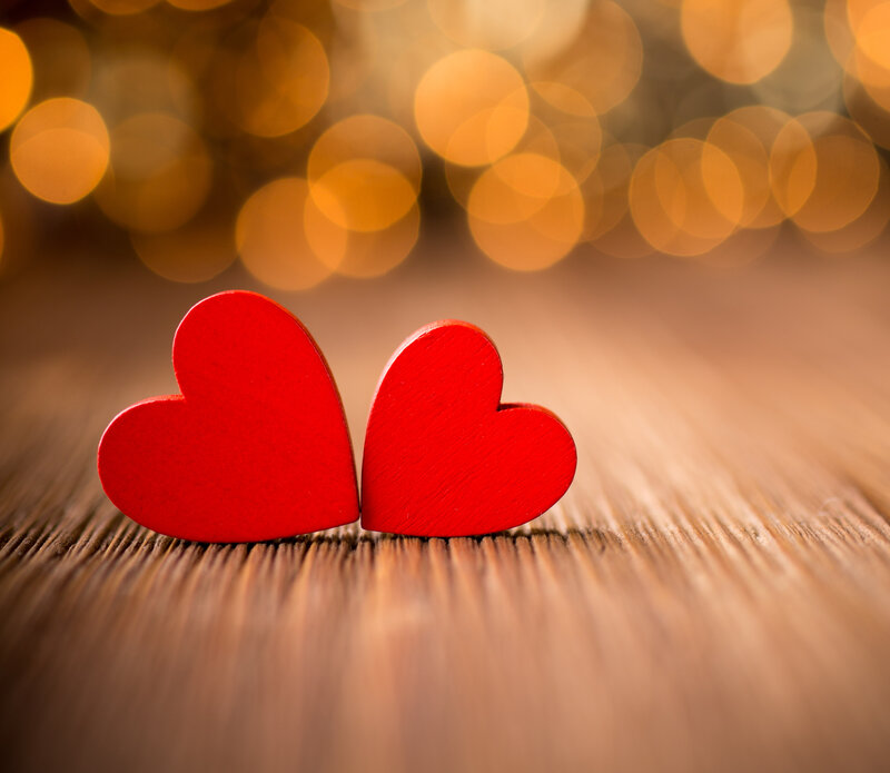 Two Red Wooden Hearts — Warm