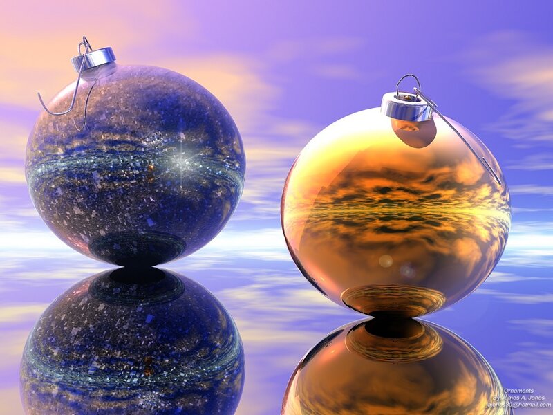 Two Reflective Ornaments
