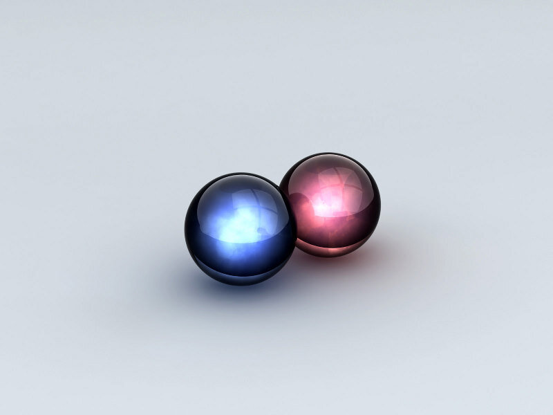 two reflective spheres