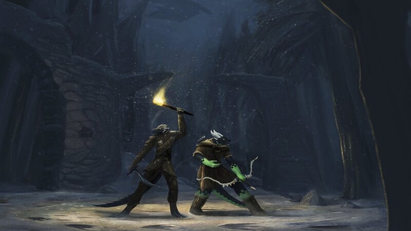 Two Reptilian Figures