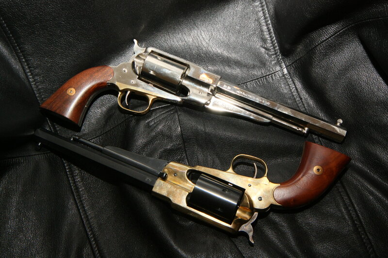 Two revolvers on leather