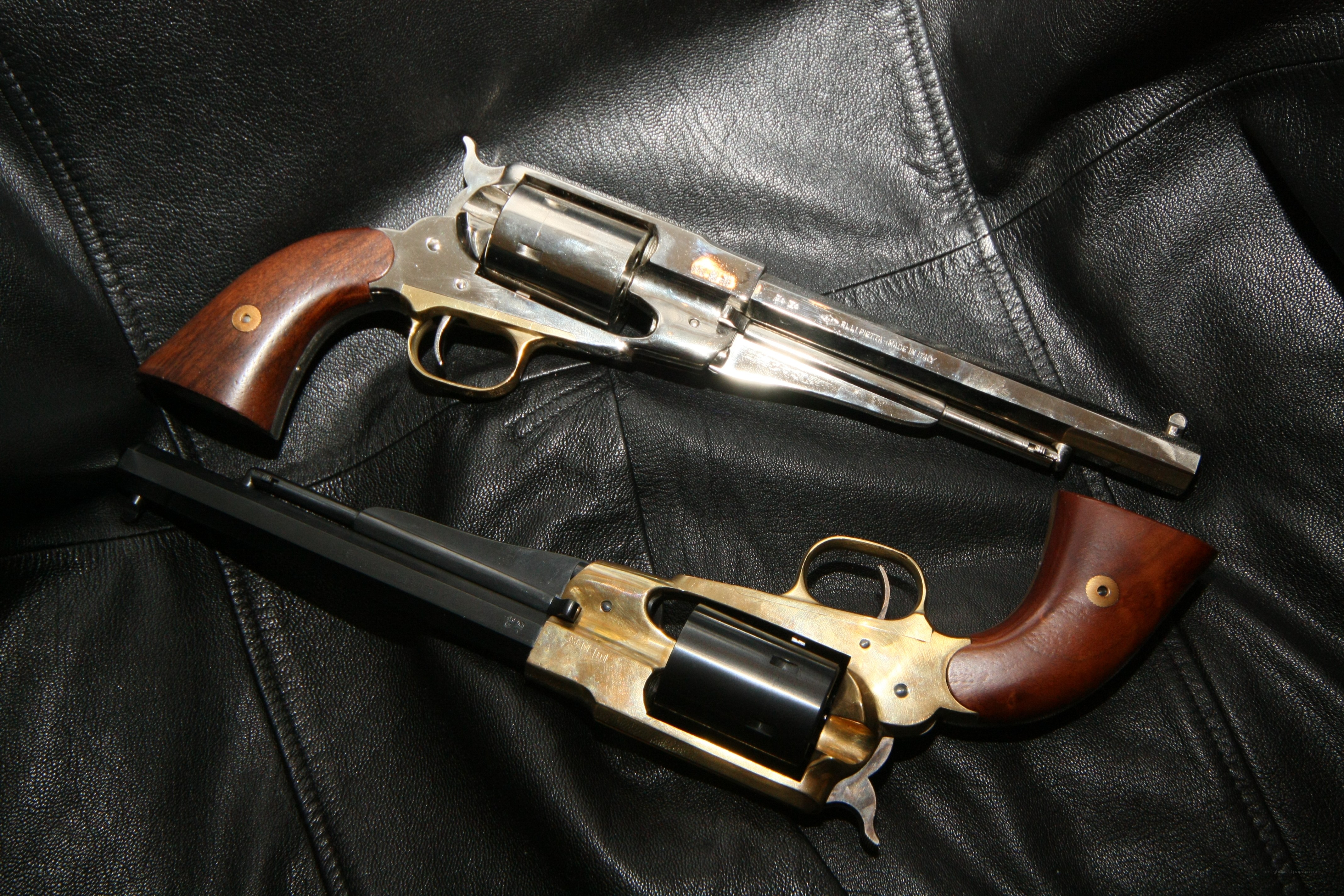 Two revolvers on leather