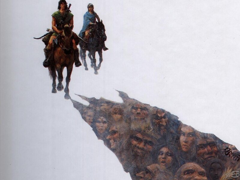 Two riders on a cliff edge