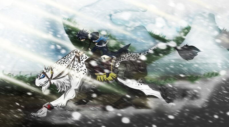 Two Riders on a Snow Leopard