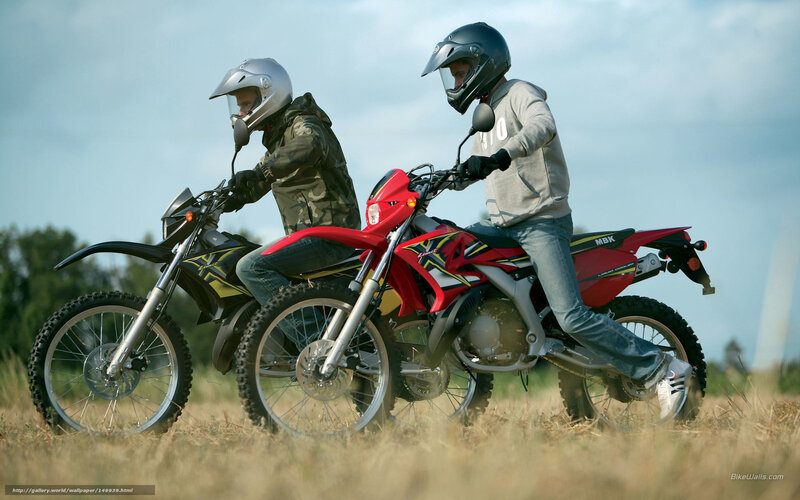 Two Riders on Dirt Bikes — Red