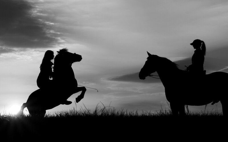 Two Riders on Horses — Black