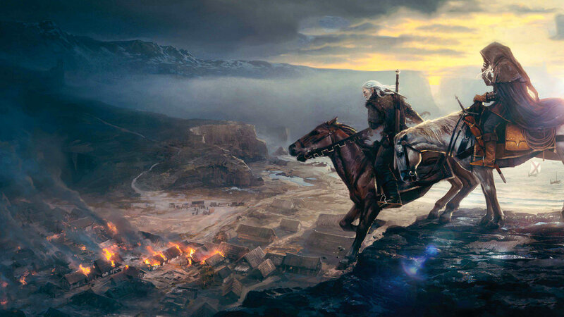Two Riders on Horses — Brown