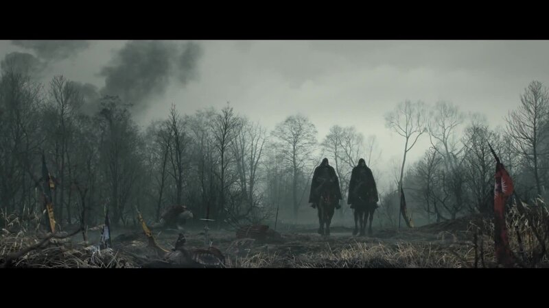 Two Riders on Horses — Gray, Dark, Somber