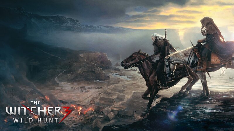 Two Riders on Horses — Gray, Dramatic