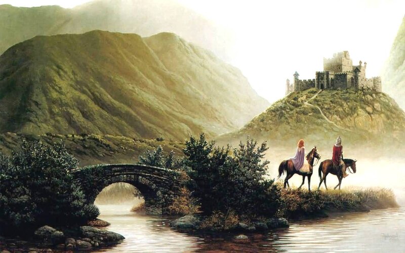 Two Riders on Horses — Green