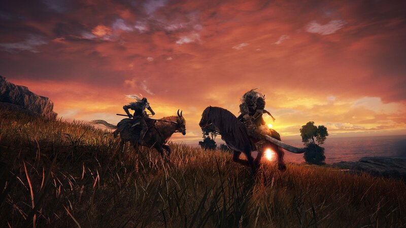Two Riders on Horses — Orange