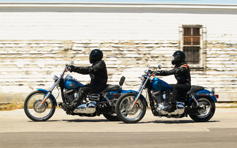 Two Riders on Motorcycles — Blue