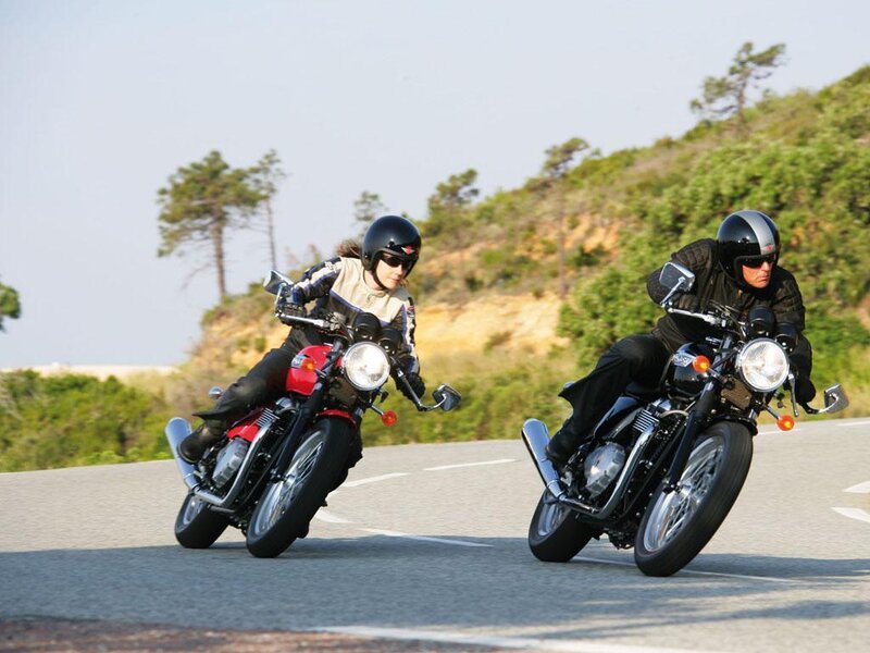 Two riders on motorcycles