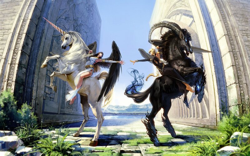 Two Riders on Unicorns