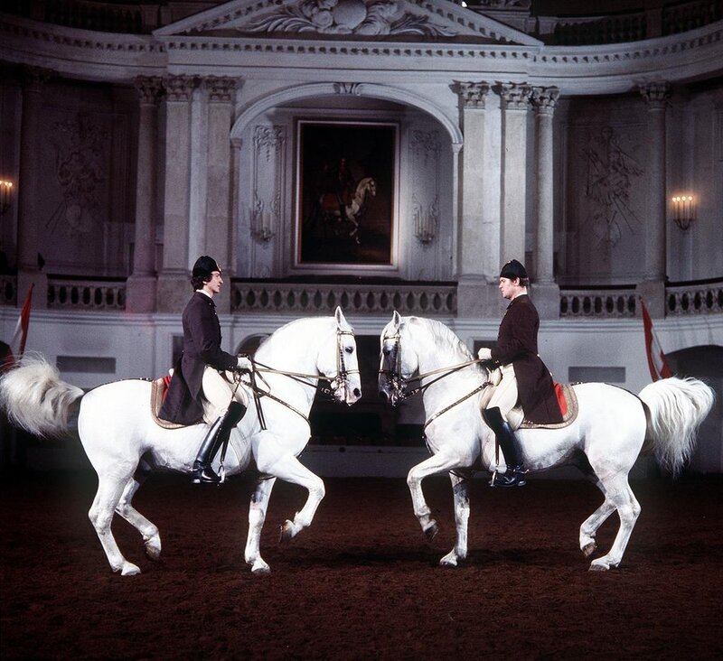 Two Riders on White Horses