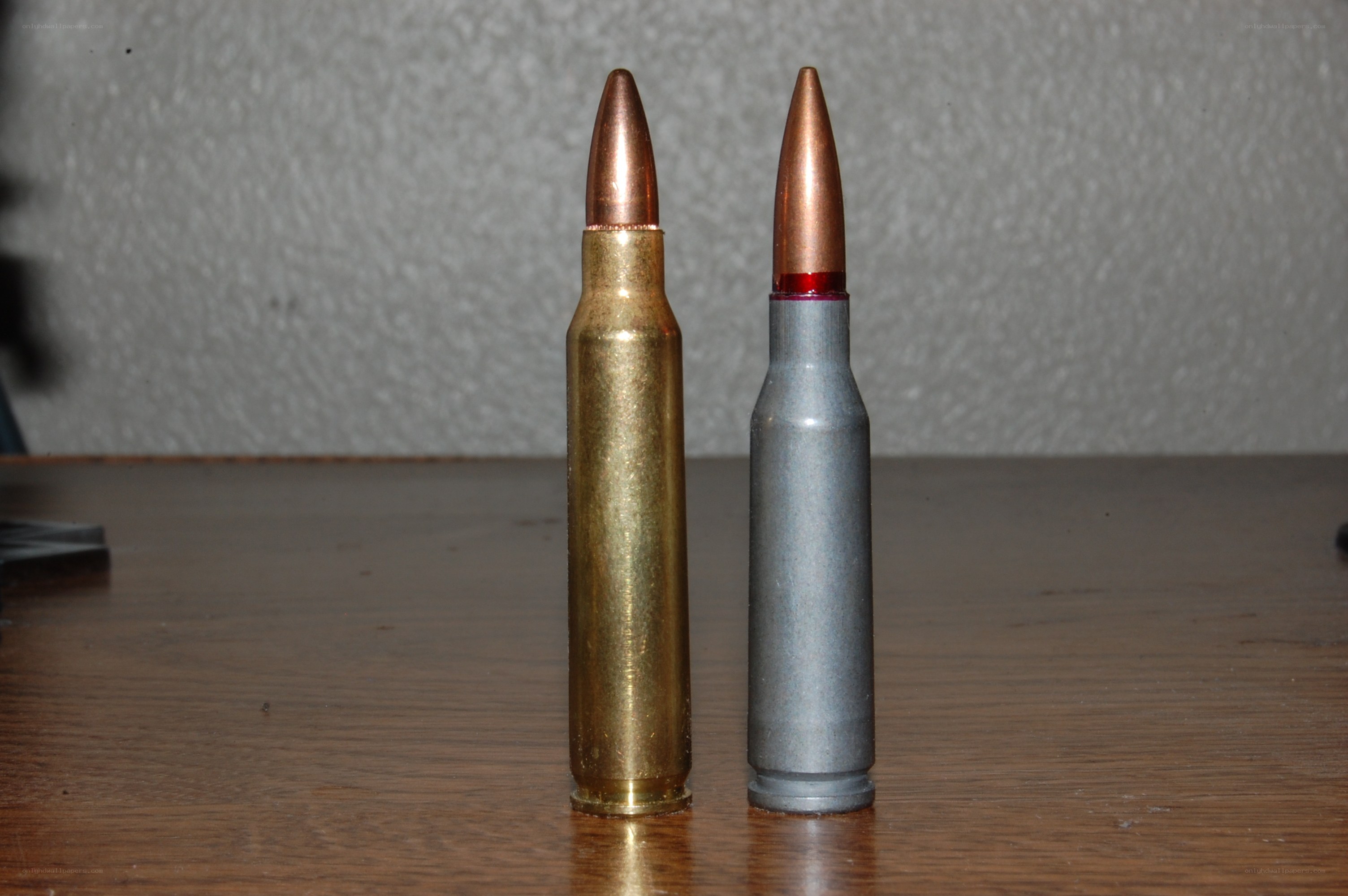 Two rifle cartridges side by side