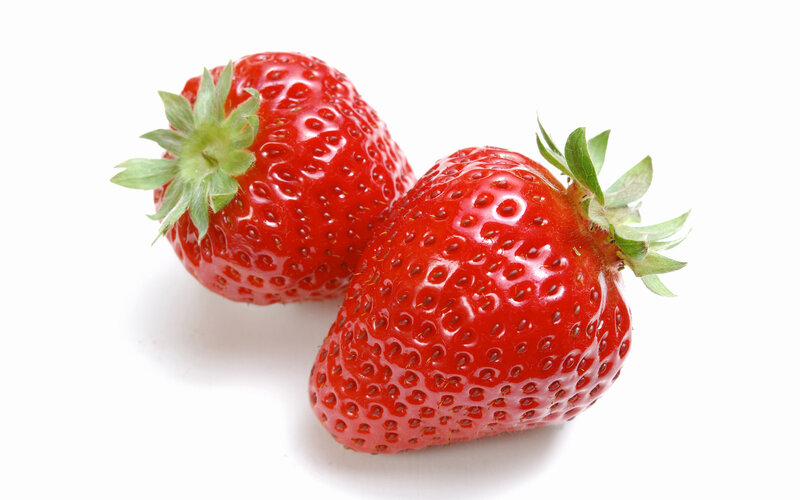 Two Ripe Strawberries — Red, Fresh, Photograph