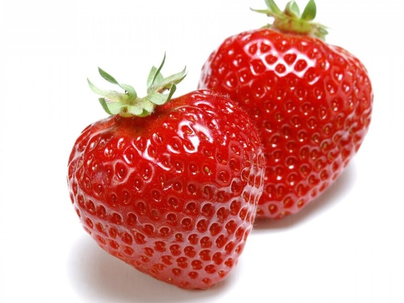 Two Ripe Strawberries — Red, Fresh