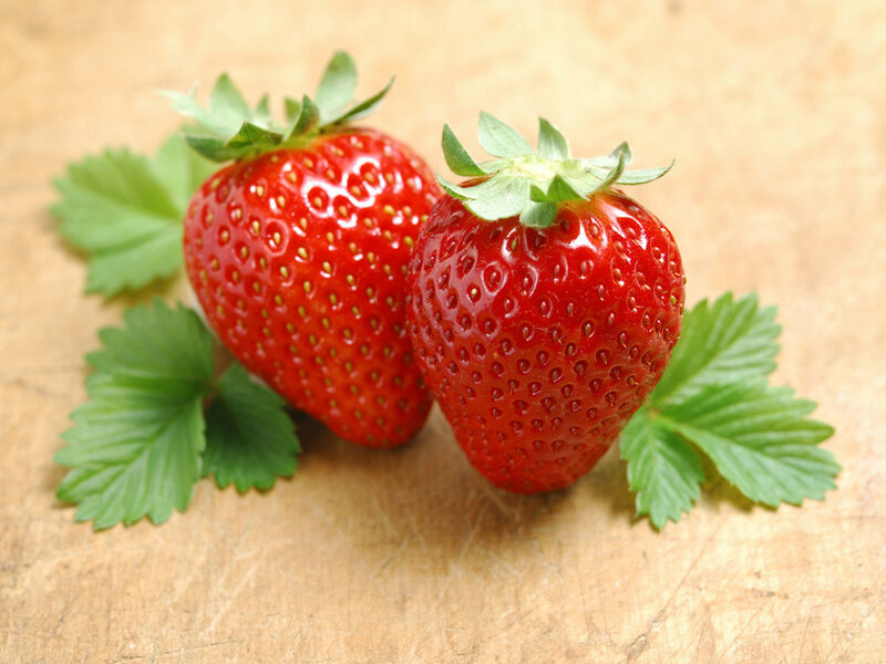 Two Ripe Strawberries — Red