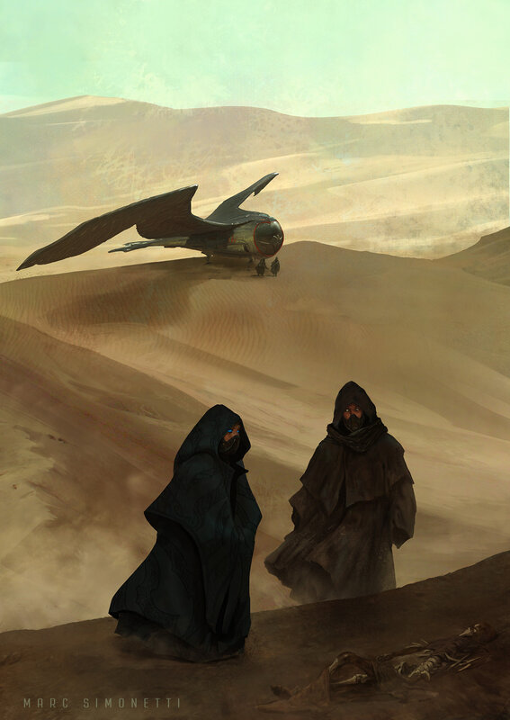 Two Robed Figures in Desert