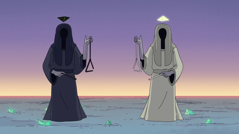 Two Robed Figures — Purple, Dramatic