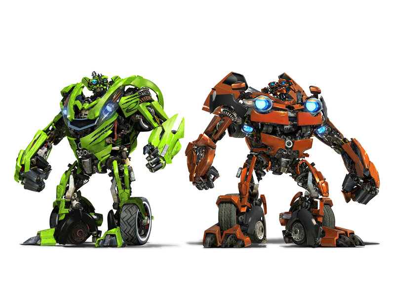 Two robot characters standing