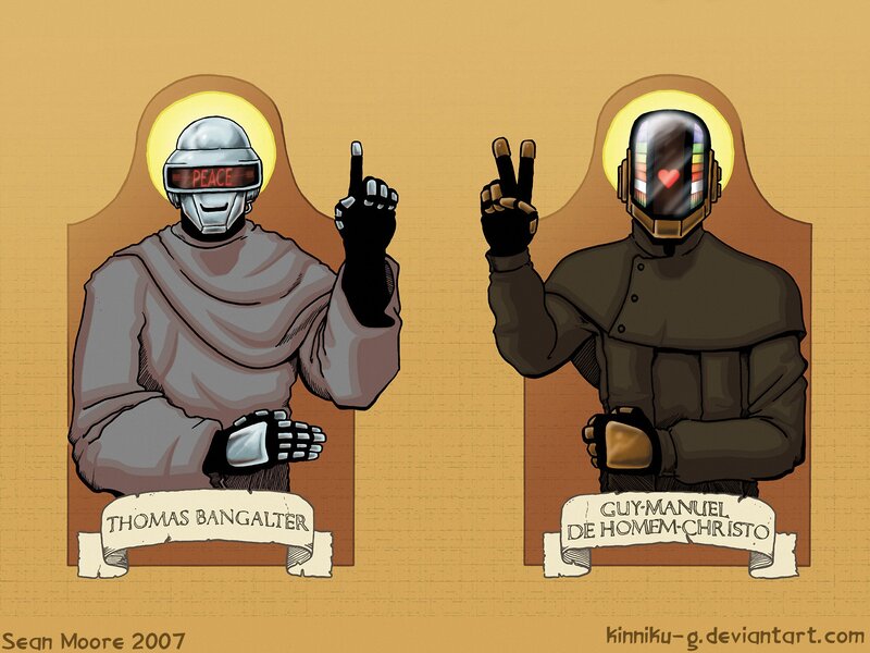 Two Robot Figures — Brown, Humorous