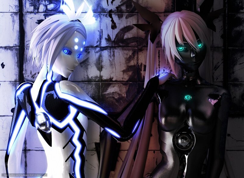 Two Robotic Figures — White