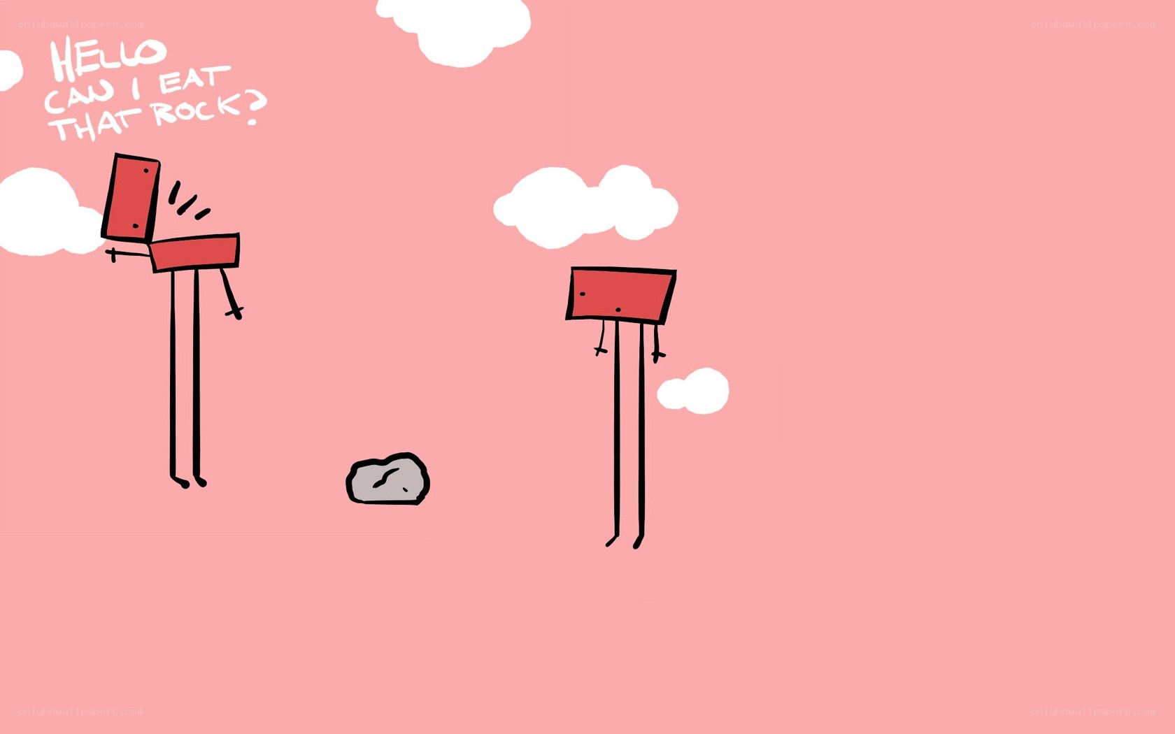 two robots and a rock