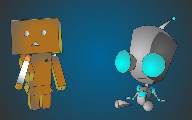 Two Robots Facing Each Other — Blue