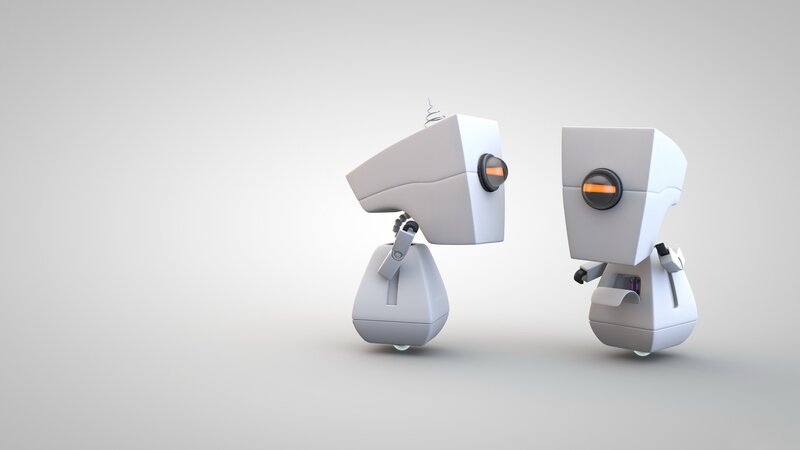 two robots facing each other
