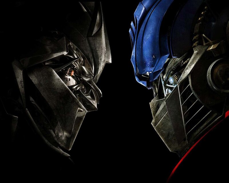 Two Robots Facing Off — Black, Dramatic