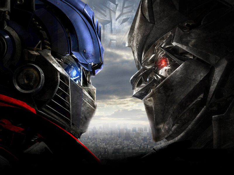 Two Robots Facing Off — Blue, Dramatic, Afternoon
