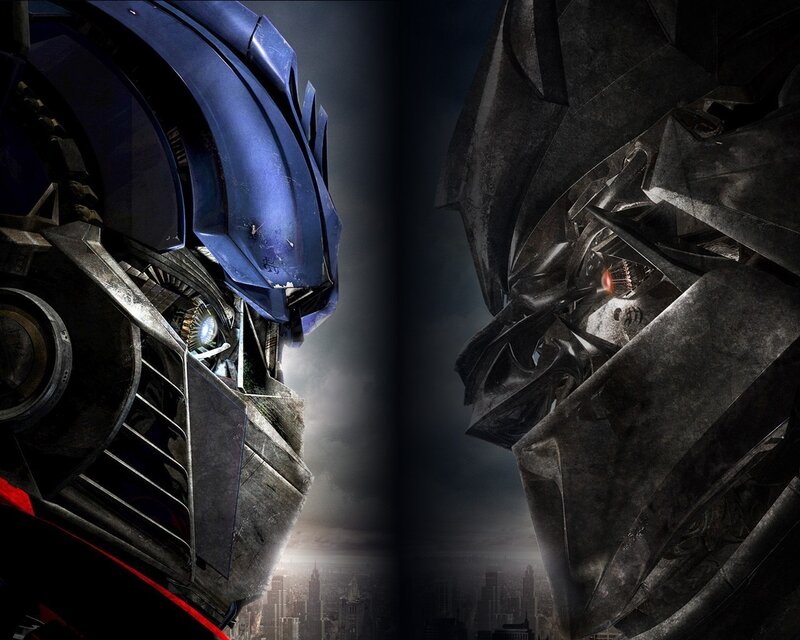 Two Robots Facing Off — Blue, Dramatic, Night