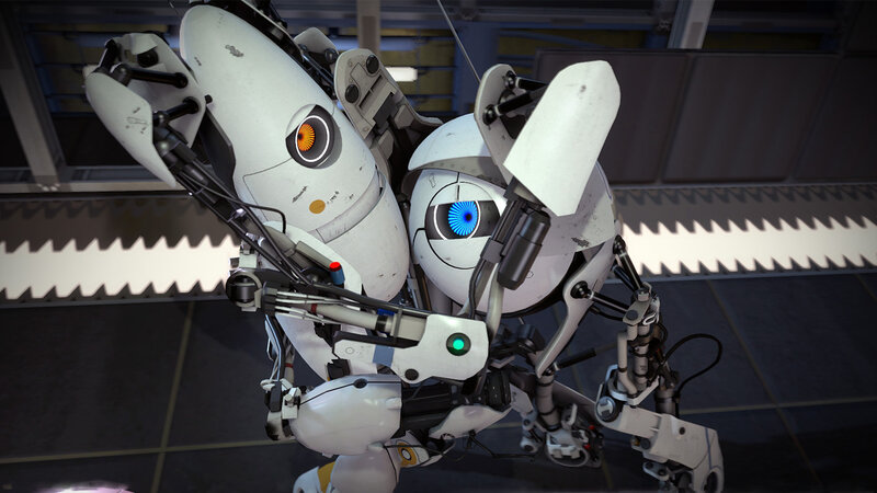 Two Robots Hugging