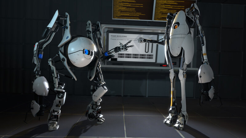 two robots in a lab