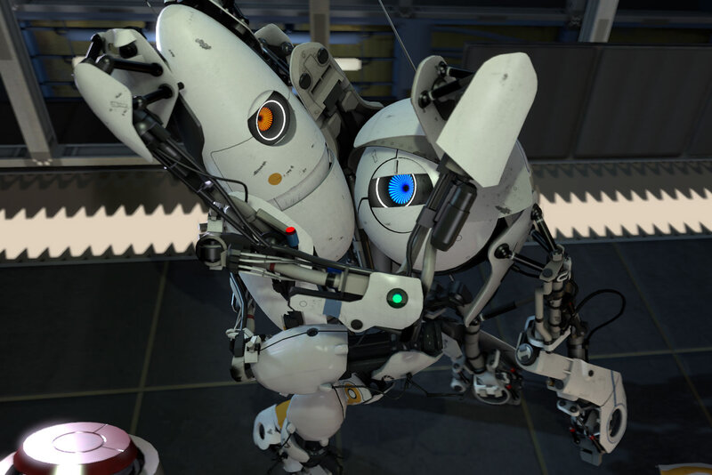 two robots in a lab