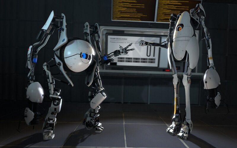 Two Robots in a Lab — White