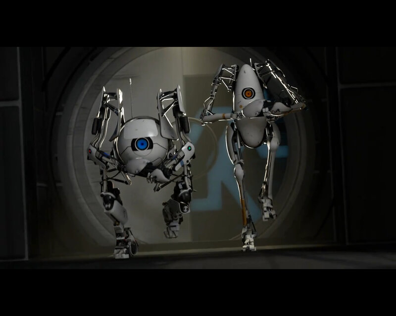 two robots in a tunnel