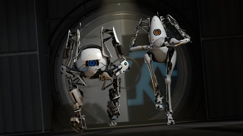 Two Robots in Corridor — White