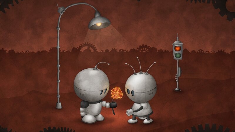 Two Robots Interacting — Brown